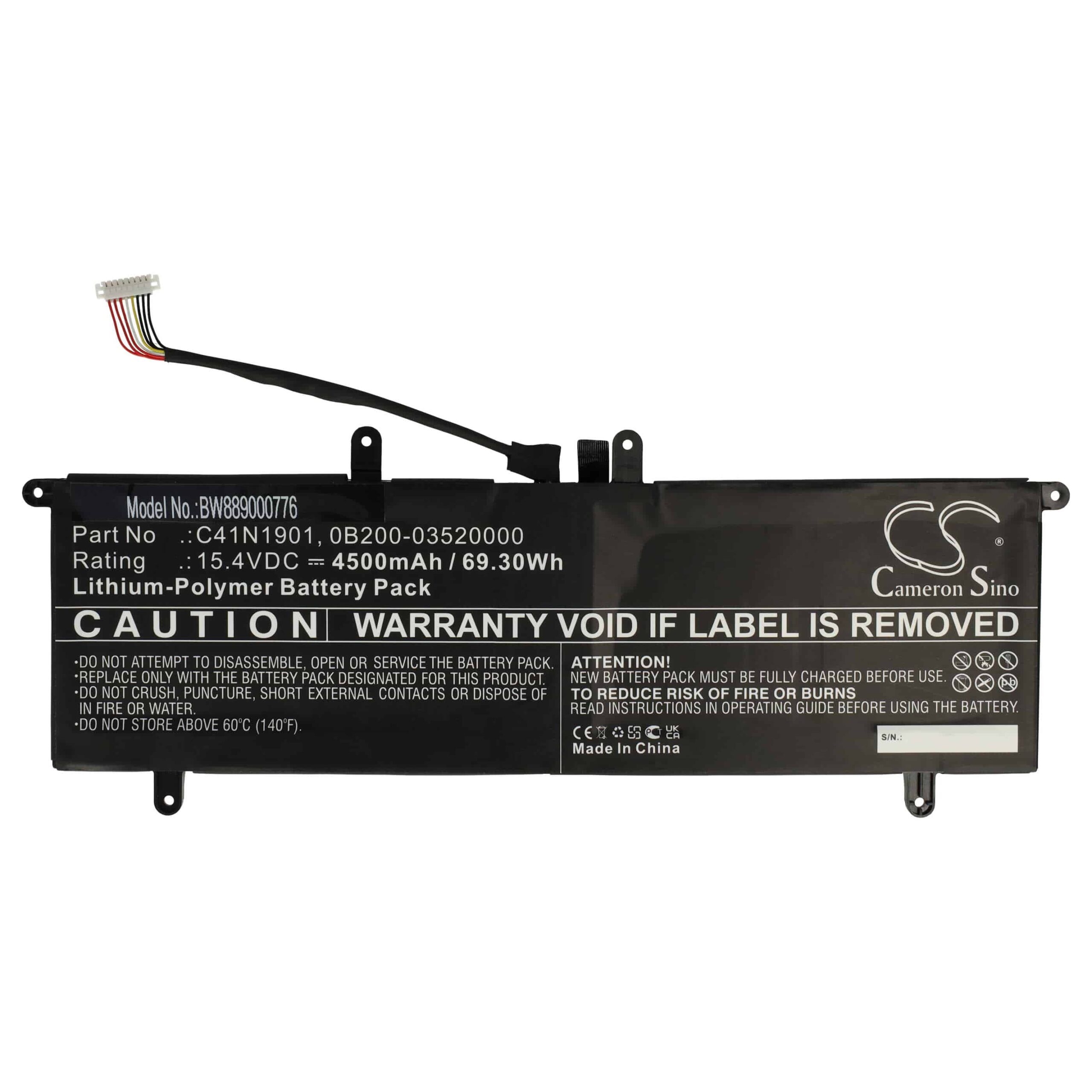 Bateria para Portátil Asus vhbw - Substituição C41N1901 - 4500 mAh 15.4V Li-polymer