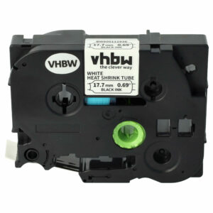 Fita de Etiquetas vhbw Compatível com Brother HSE-241 - Tubo Termorretráctil Preto/Branco 17,7 mm