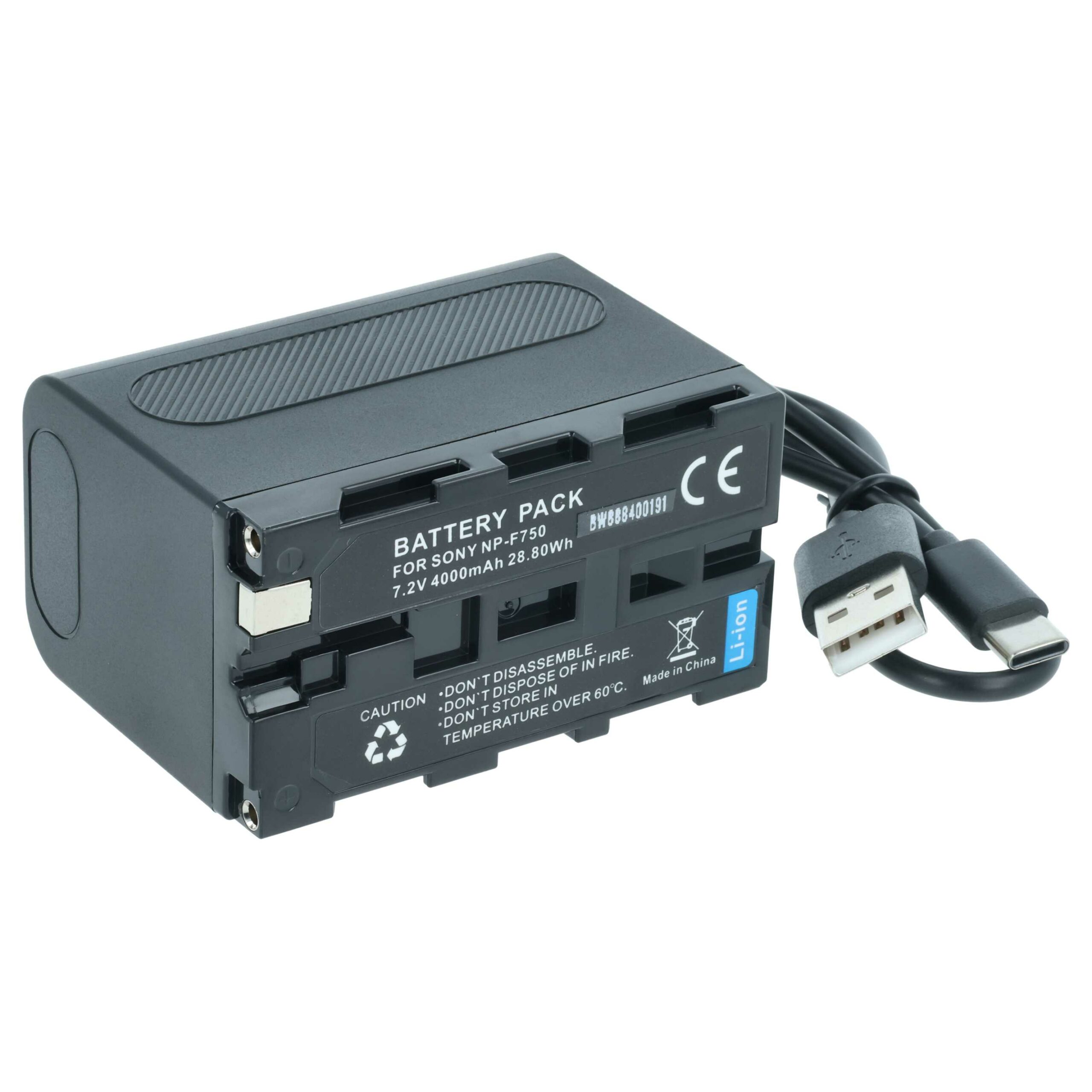 Bateria vhbw compatível com Sony NP-F950, NP-F930/B, NP-F950/B, NP-F930, NP-F750, NP-F960 - 4000mAh, 7.4V, Li-Ion - Image 2