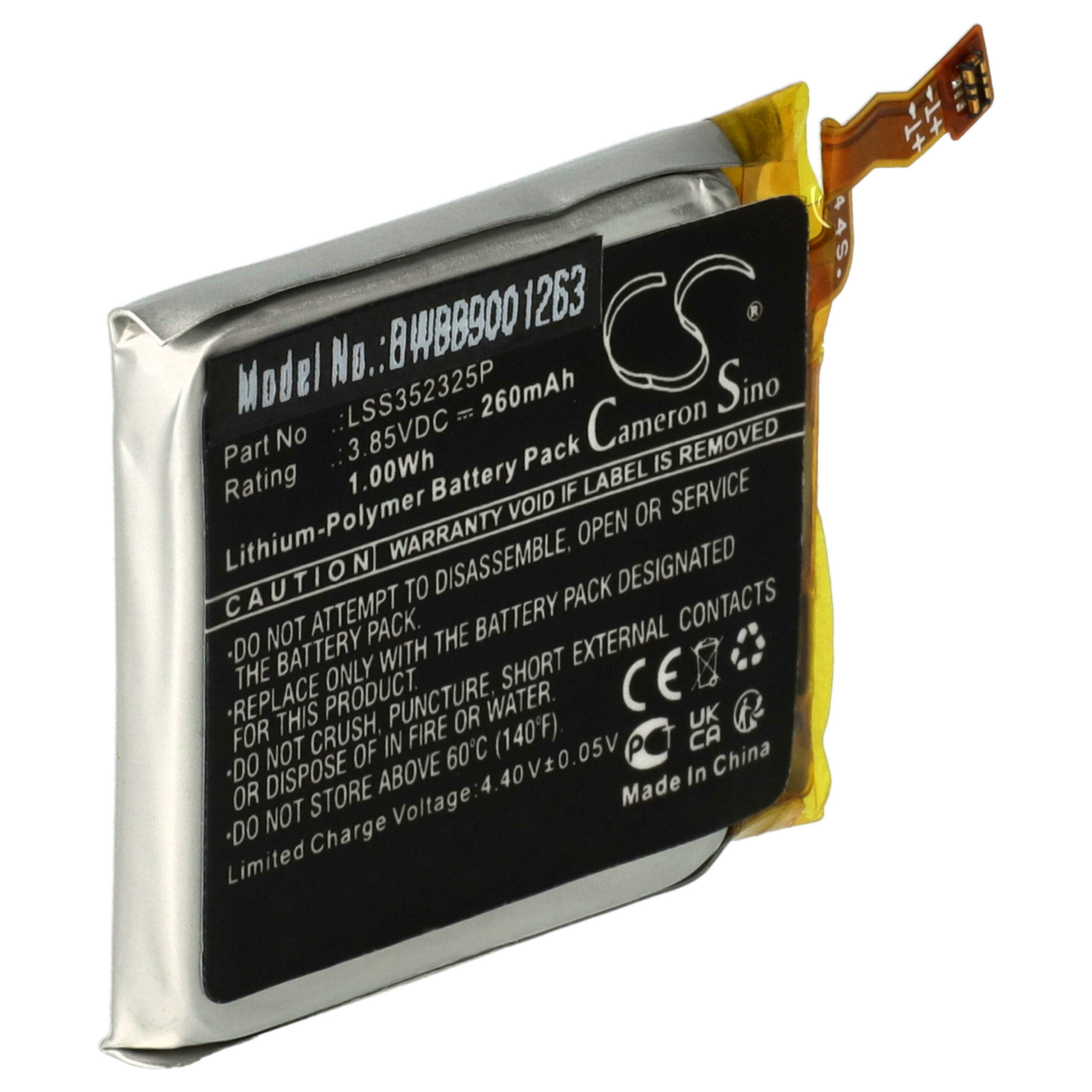 Bateria vhbw para Smartwatch Fitbit LSS352325P - 260 mAh 3.85 V Li-polymer - Image 3