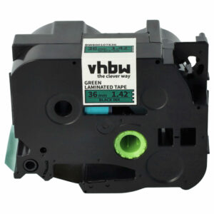Fita de Etiquetas vhbw para Brother TZE-761, TZ-761 - 36 mm Preto sobre Verde