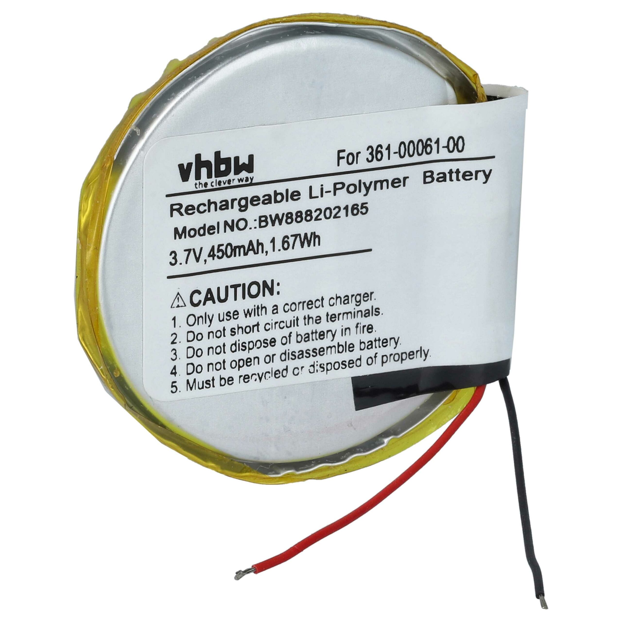 Bateria vhbw para Smartwatch Garmin PD3555w - 450 mAh 3.7V Li-Ion