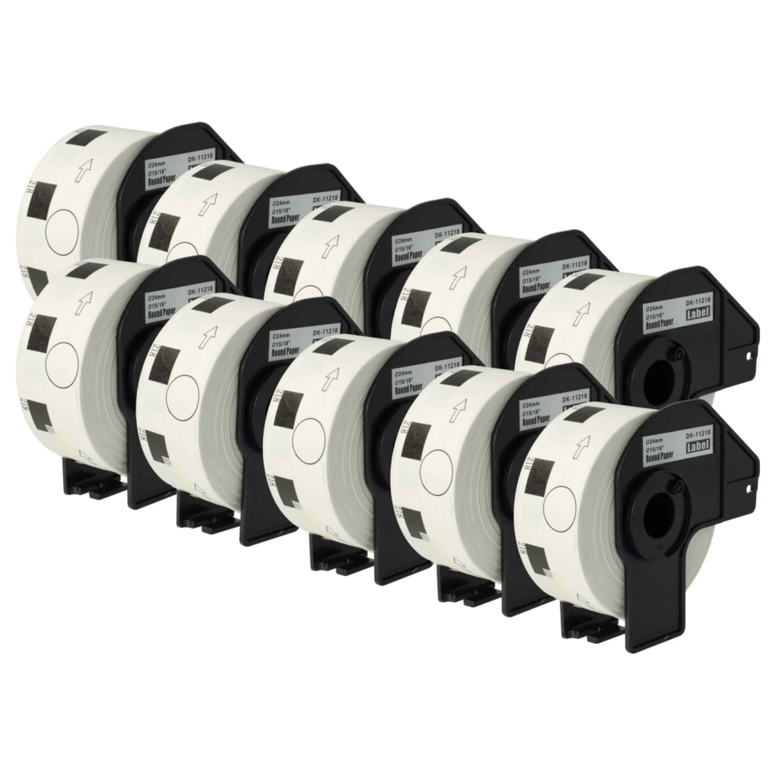 10x Rolo de Etiquetas Compatível com Brother DK-11218 - Premium 24 mm + Suporte