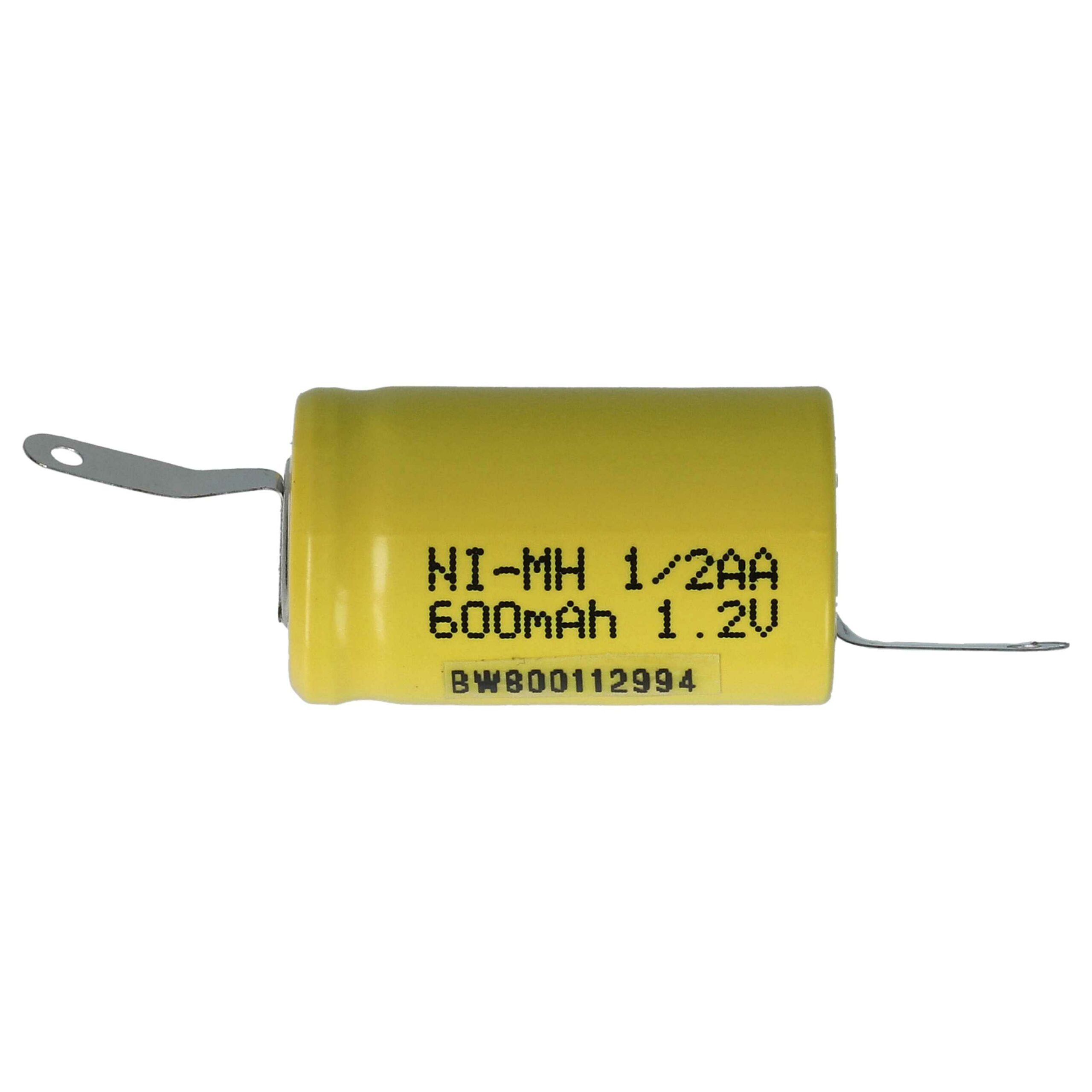 Bateria vhbw 1/2AA 600 mAh 1.2V NiMH - Pack 5 Unidades para Modelos Rádio Controlados - Image 3