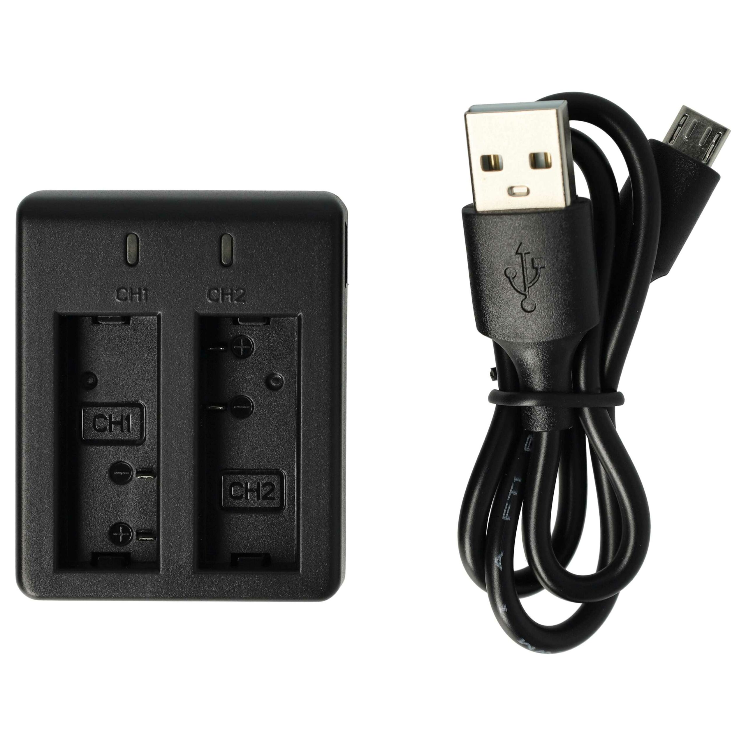 Carregador Micro-USB + Cabo para Câmaras Digitais Eken, Ekoo, Elephone, Ablegrid e outras - vhbw