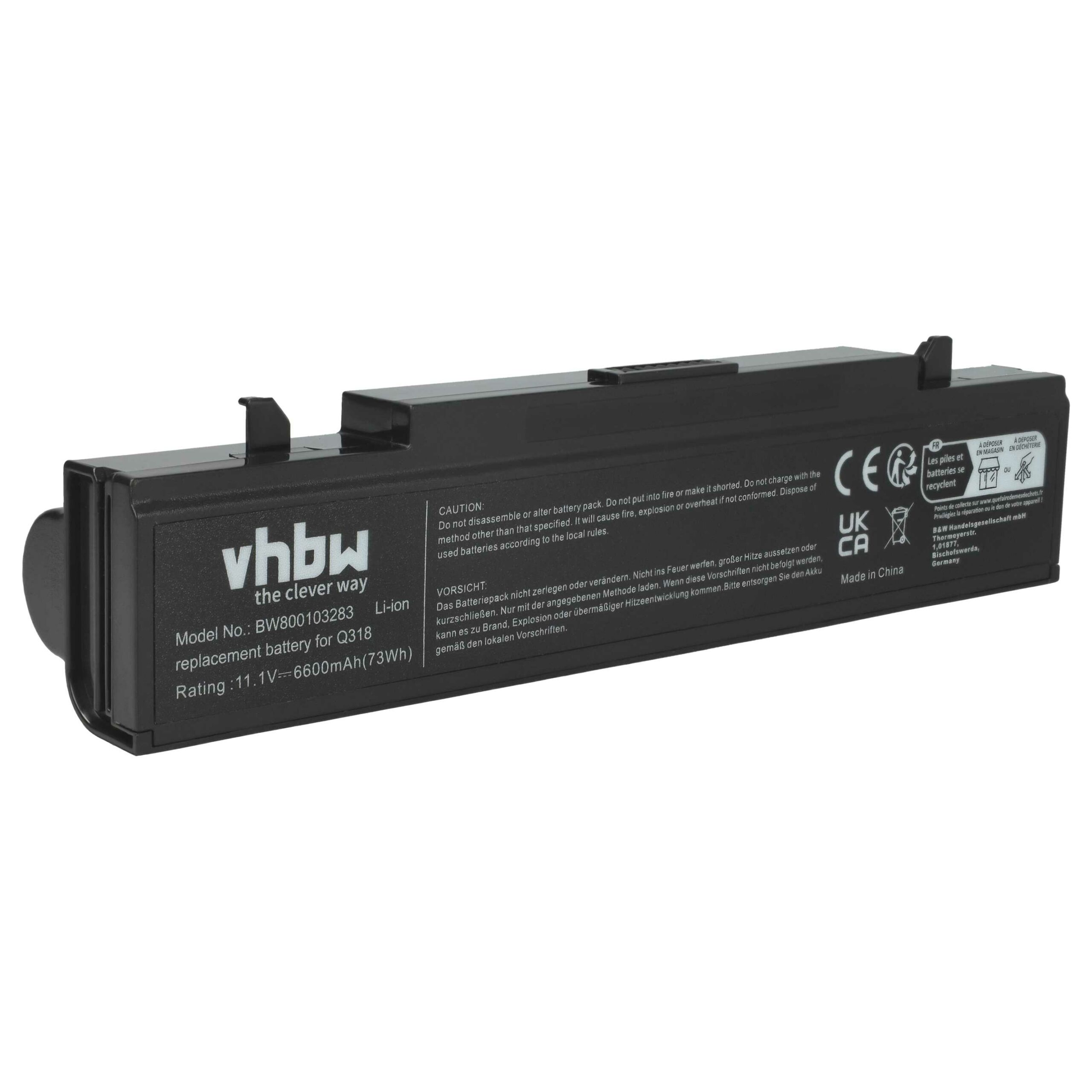 Bateria vhbw para Samsung - 6600 mAh 11.1 V Li-Ion (AA-PB9MC6B, AA-PB9MC6W, AA-PB9MC6S)