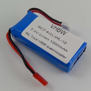 Bateria para Drone Wltoys, UDI, YiZhan / JJRC - 1200 mAh 7.4 V Li-Ion vhbw