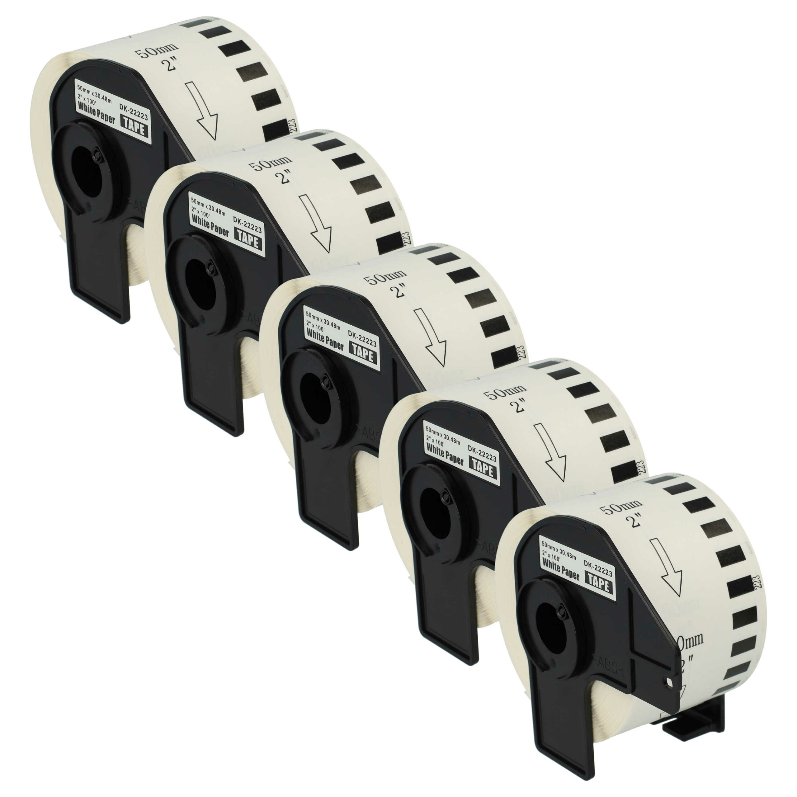 5x Rolo de Etiquetas compatível com Brother DK-22223 - Premium 50 mm x 30.48 m + Suporte