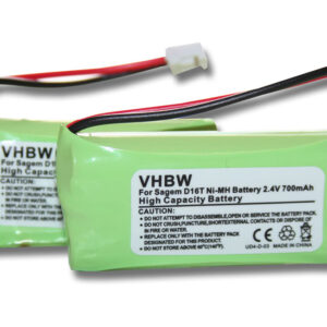 2x Bateria Recarregável vhbw 2SN-AAA55H-S-JP1 para Telefone Fixo Sagem - 700 mAh 2.4 V NiMH