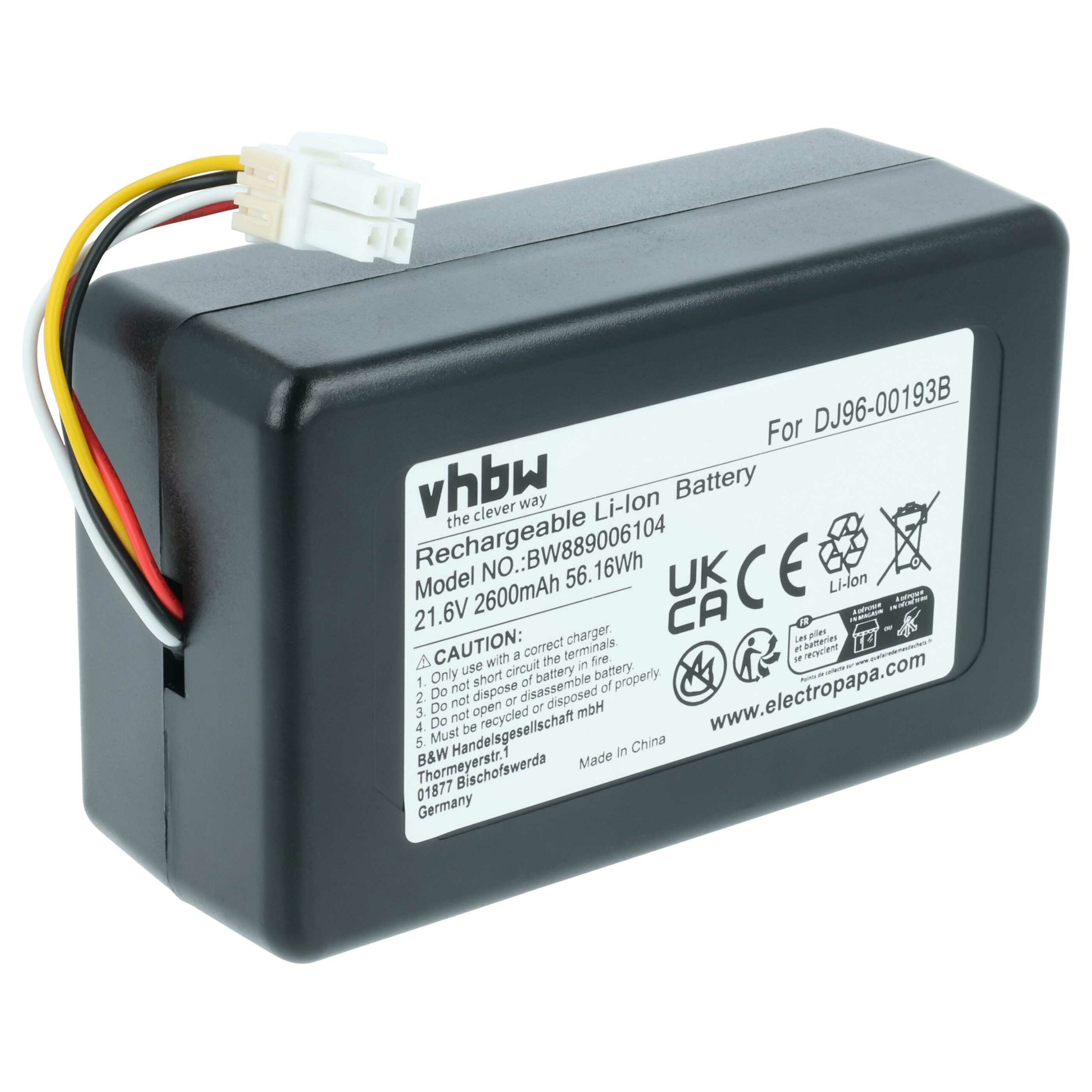 Bateria vhbw para Samsung DJ96-00193F, DJ96-00193B, DJ68-00741V-00, VCA-RBT72 - 2600mAh, 21.6V, Li-Ion