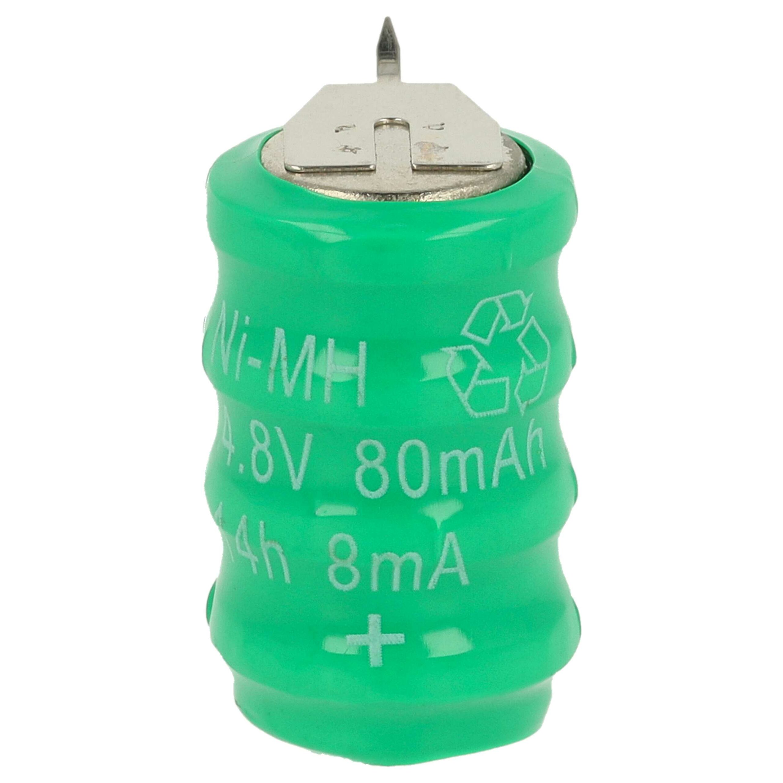 Bateria Recarregável tipo Moeda V80H 3 Contactos 80 mAh 4.8 V NiMH vhbw - Image 3