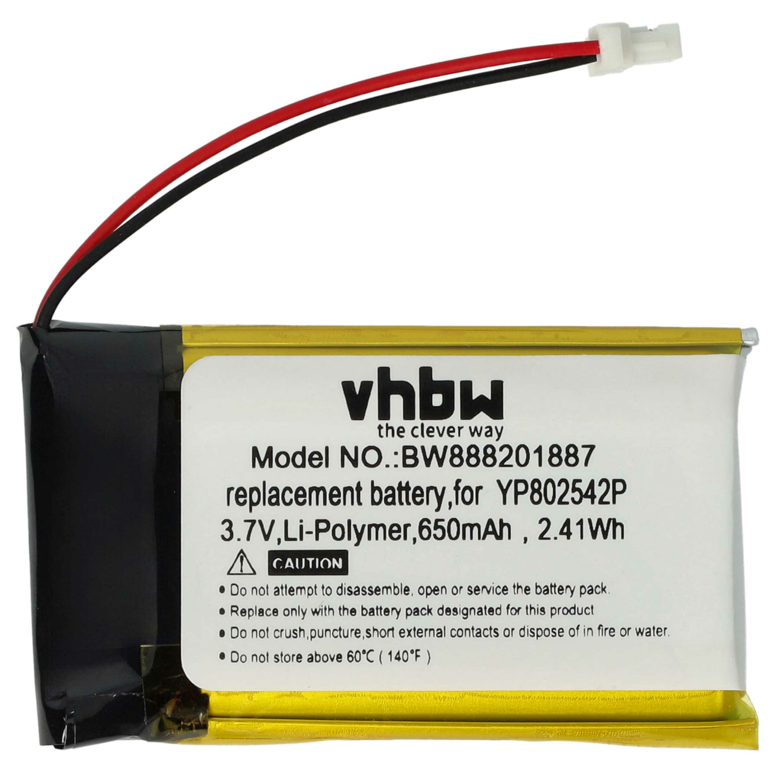 Bateria para Auscultadores Sem Fios Sena - 2x Bateria 650 mAh 3.7 V Li-polímero vhbw - Image 3