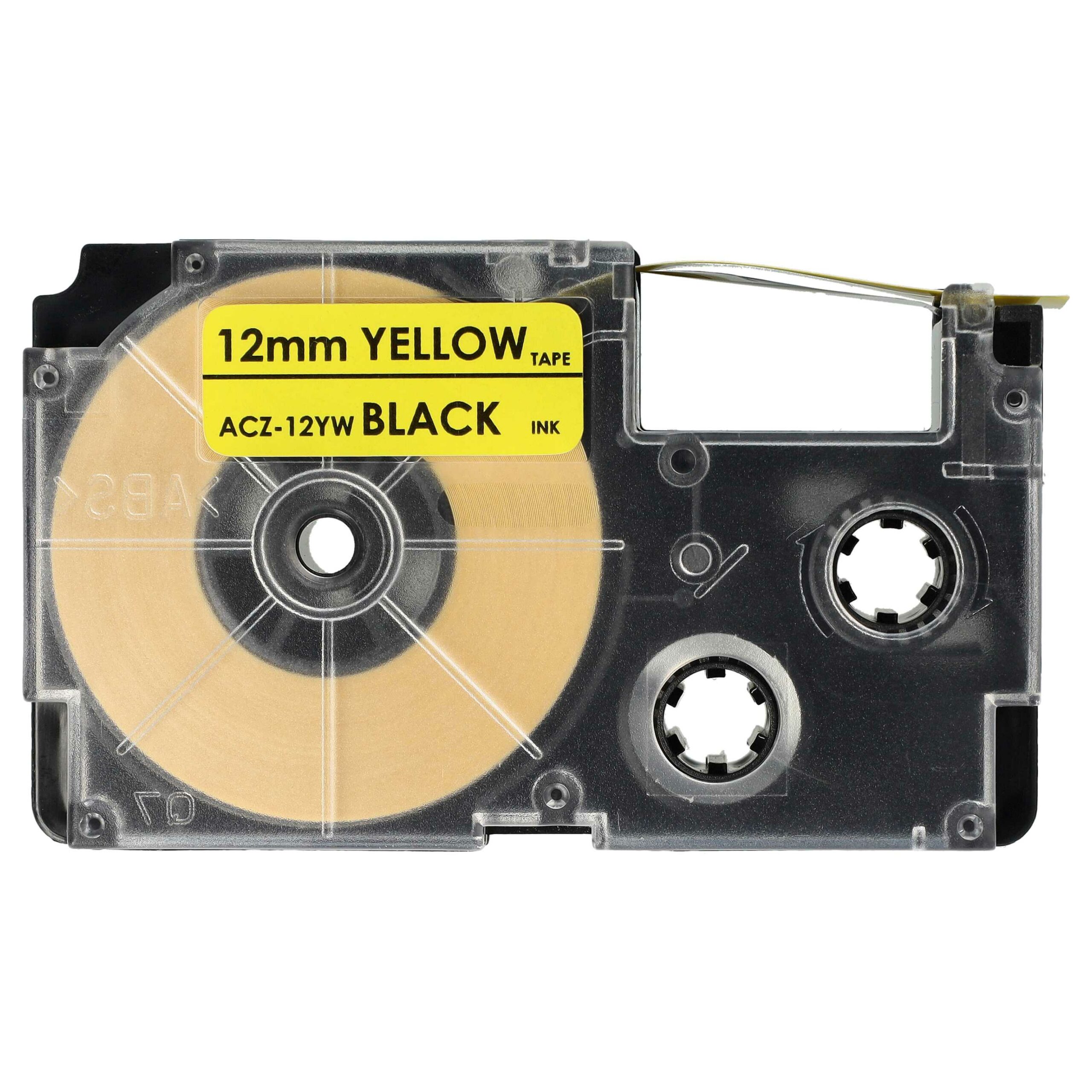 Fita de etiqueta compatível Casio XR-12YW1, XR-12YW - 12 mm preto sobre amarelo vhbw - Image 3