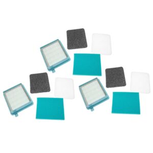 Jogo de 12 Filtros vhbw para Aspiradores Philips e Grundig - Filtros de Escape, HEPA e Motor