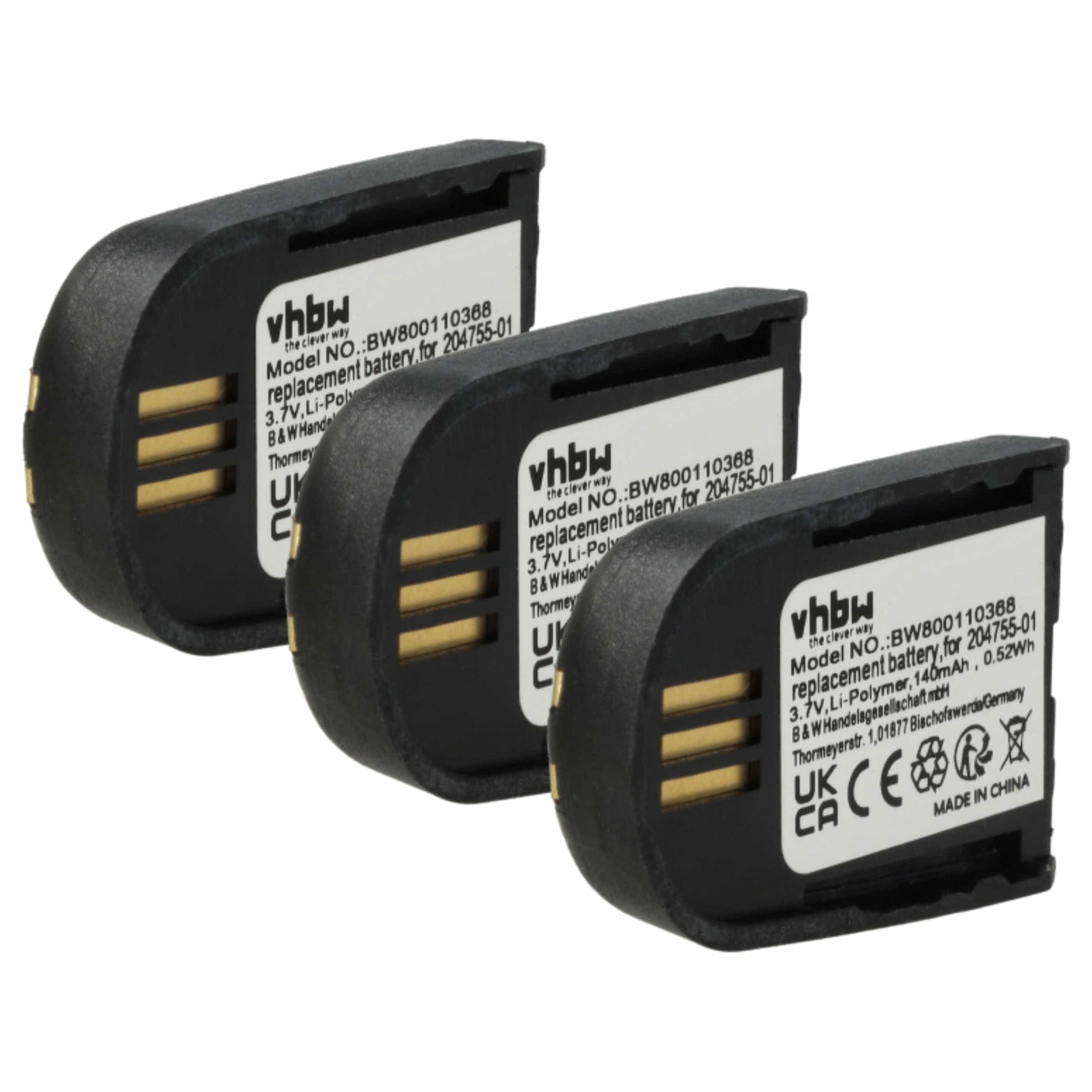 Bateria vhbw para Auricular Wireless Plantronics - 140 mAh 3.7V Li-polymer (Pack de 3)