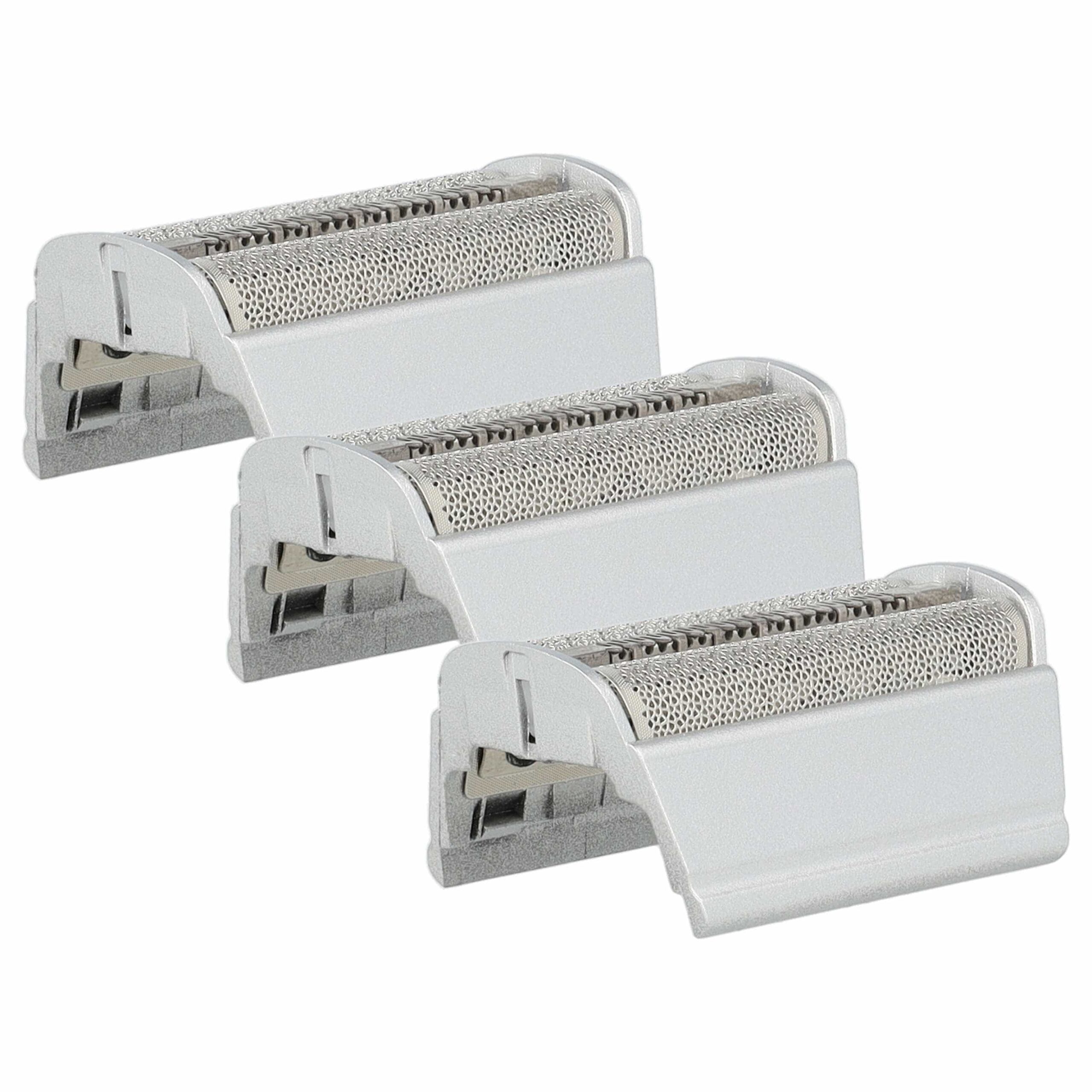 Pack 3x Lâminas de Barbear Duplas vhbw compatível com Braun SB505, 31B, 31S - Prata com Suporte