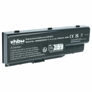 Bateria vhbw para Acer, Gateway, E-Machines e Packard Bell - 5200 mAh 11.1 V Li-Ion