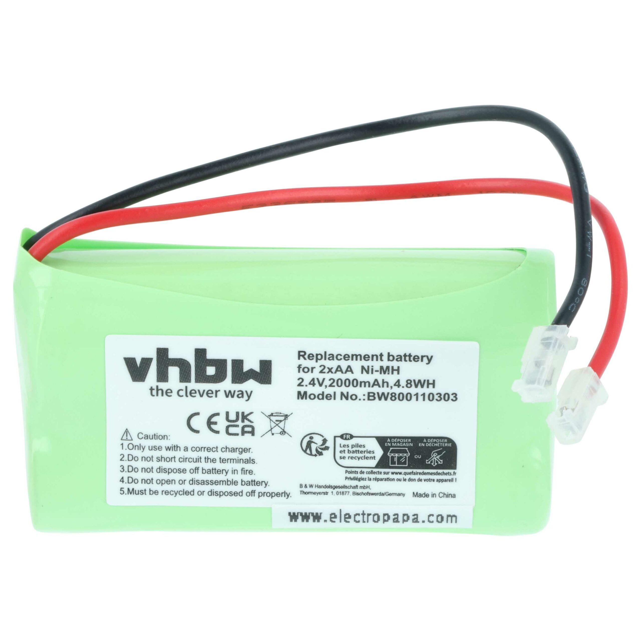 Bateria Recarregável vhbw 2x AA Mignon 2000 mAh 2.4 V NiMH Universal - Image 3