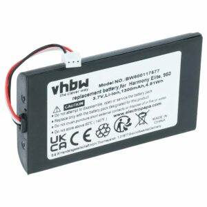 Bateria de Substituição vhbw para Telecomando Logitech 623158, 533-000128 - 1300 mAh 3.7 V Li-Ion