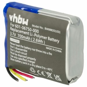 Bateria de substituição para GoPro vhbw - 700 mAh 3.7 V Li-polymer (601-06750-000, 601-10257-000, 601-06750-101)
