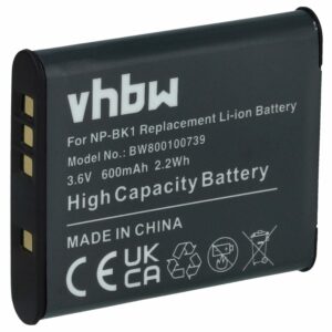 Bateria vhbw para Sony NP-FK1, NP-BK1 - 600mAh, 3.6V, Li-Ion