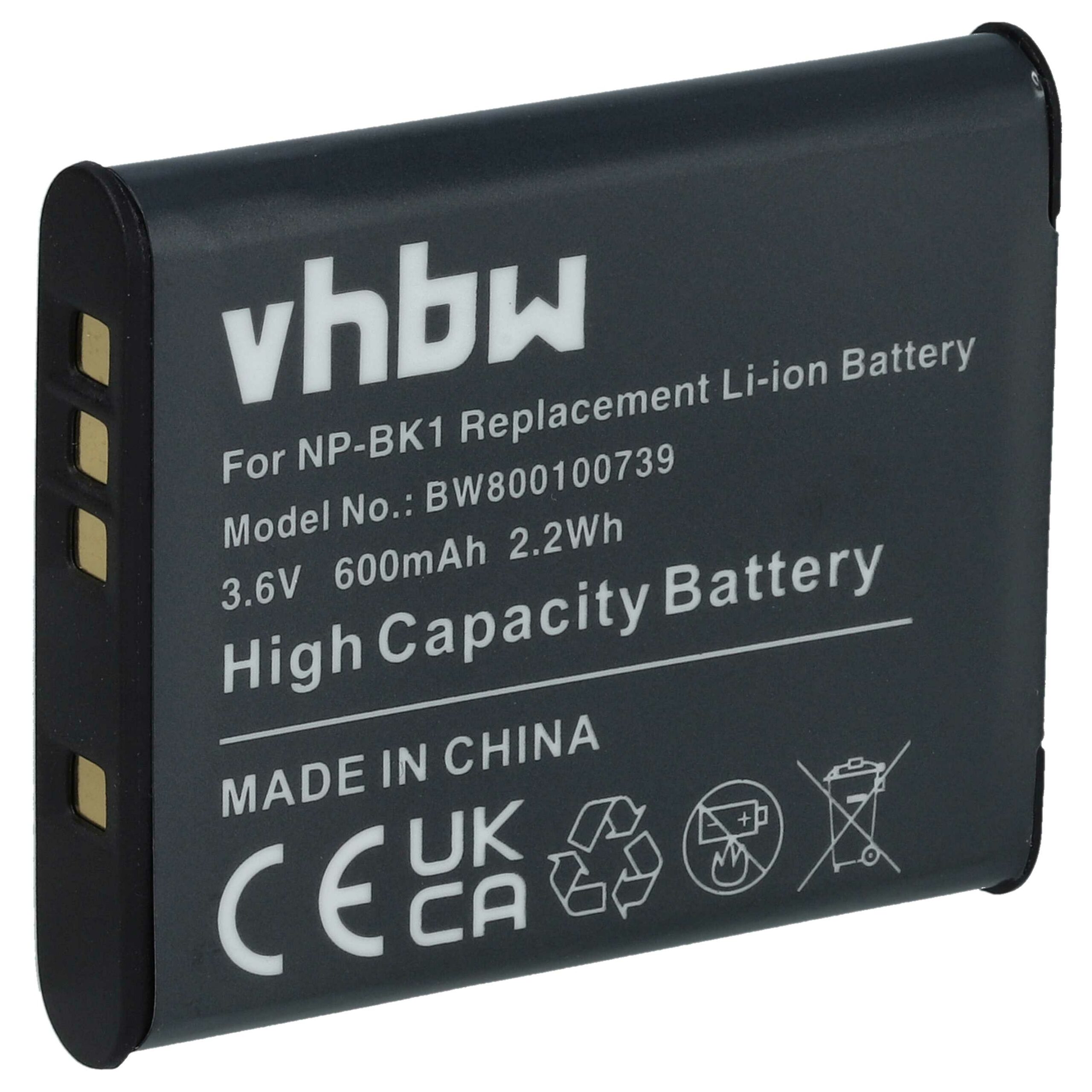 Bateria vhbw para Sony NP-FK1, NP-BK1 - 600mAh, 3.6V, Li-Ion