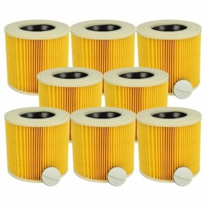 8x Filtros Cartucho de Reposição vhbw para Kärcher 2.863-303.0, 6.414-547.0 e Aspiradores PowerPlus, Amarelo