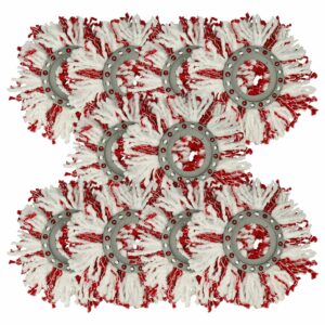 10x Cabeça de Mop Substituição para Leifheit 52115, 52094 - Microfibra, Branco e Vermelho