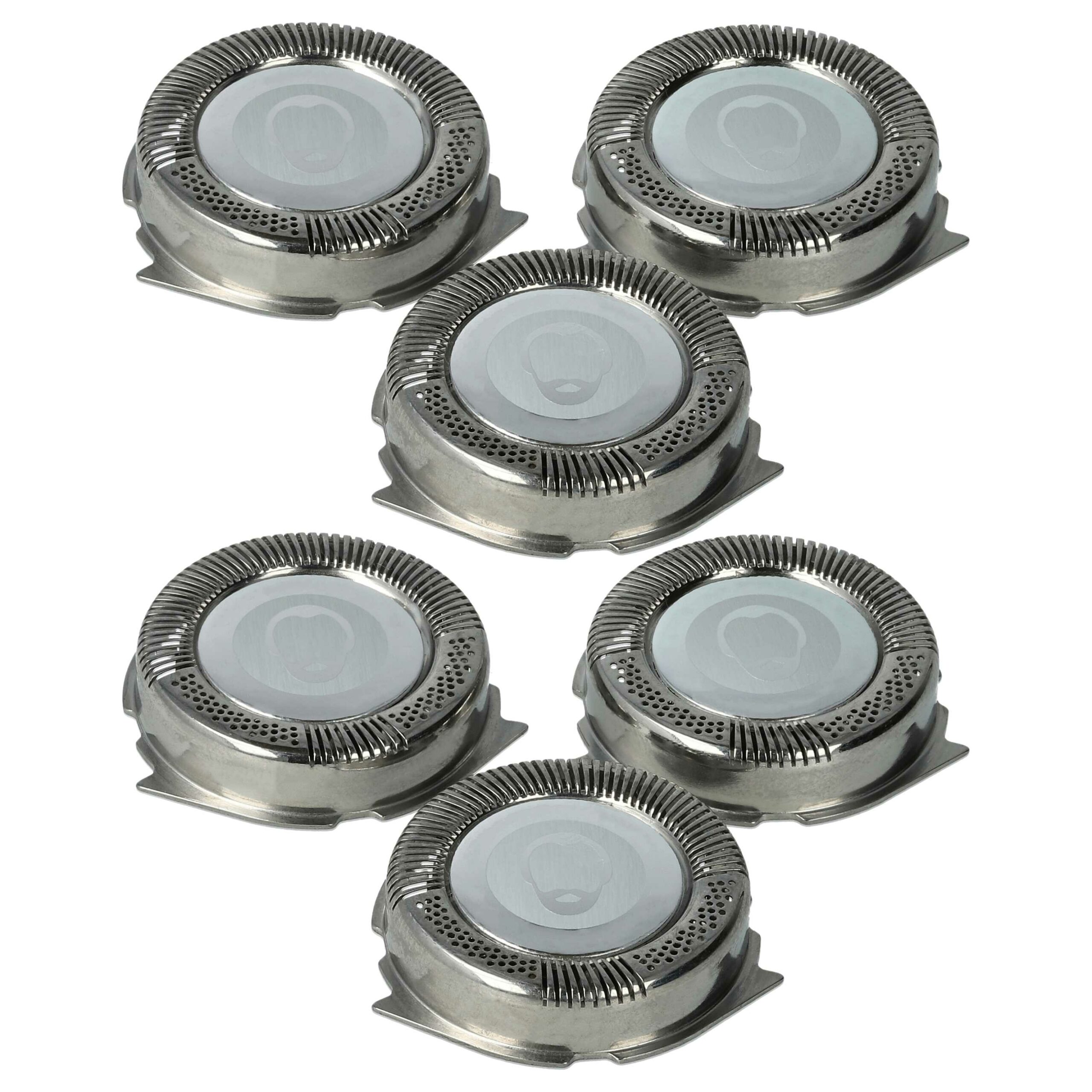 6x Cabeças de Corte para Philips HQ8, SH50 - Compatível com Barbeadores Elétricos Philips, Prata