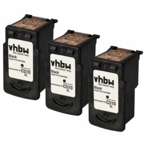 Pack 3 Cartuchos Tinta Compatível Canon PG-510 / PG-510XL MP240 - Preto vhbw