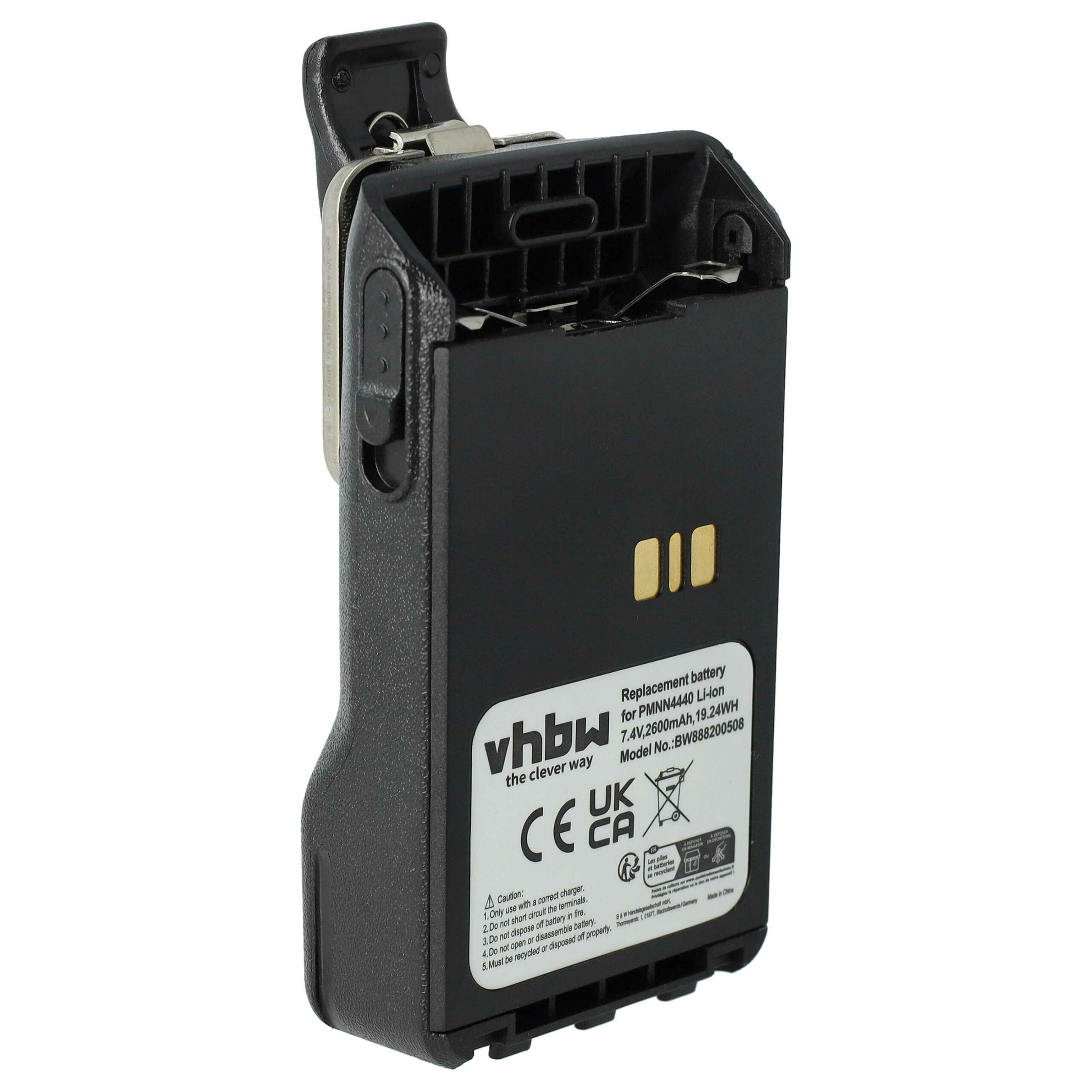 Bateria para Rádio Motorola PMNN4511A, PMNN4440, PMNN4502A, PMNN4440AR - 2600 mAh 7.4 V Li-Ion vhbw