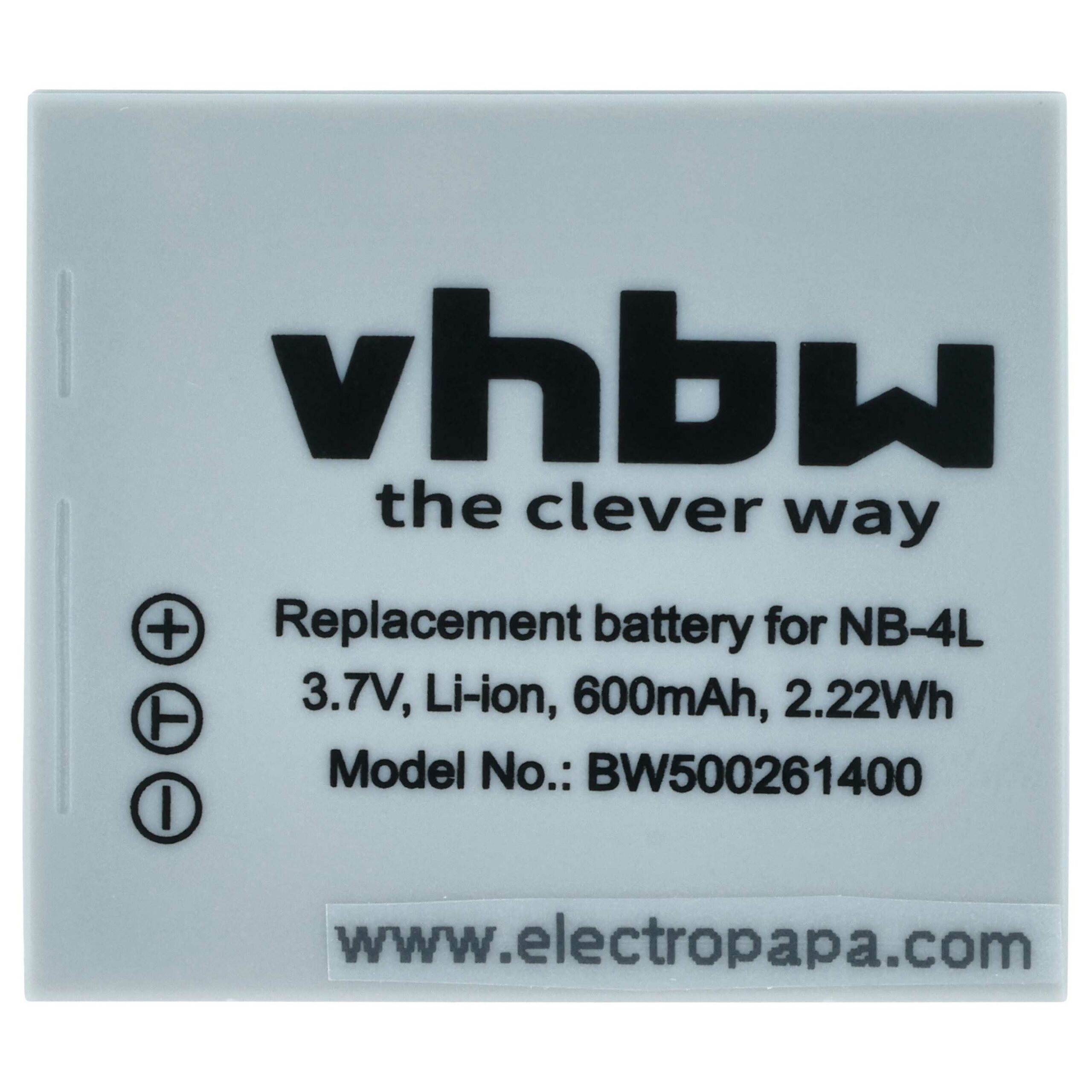 Pack 3x Bateria vhbw compatível Canon NB-4L - 600mAh, 3.6V, Li-Ion - Image 3