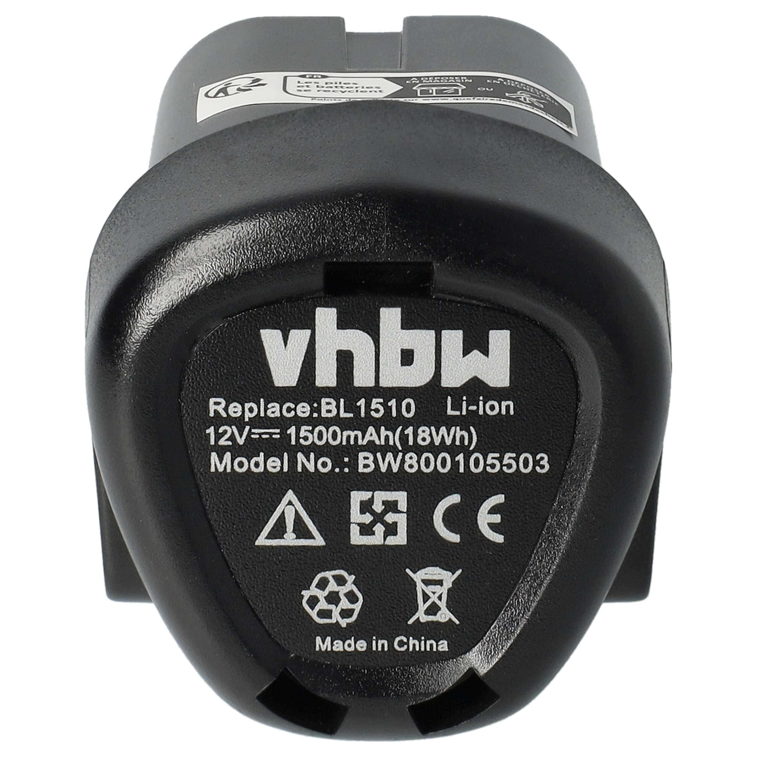 3x Bateria vhbw para Black & Decker BL1110, BL1310, BL1510, LB12 - 1500 mAh, 12 V, Li-Ion - Image 3