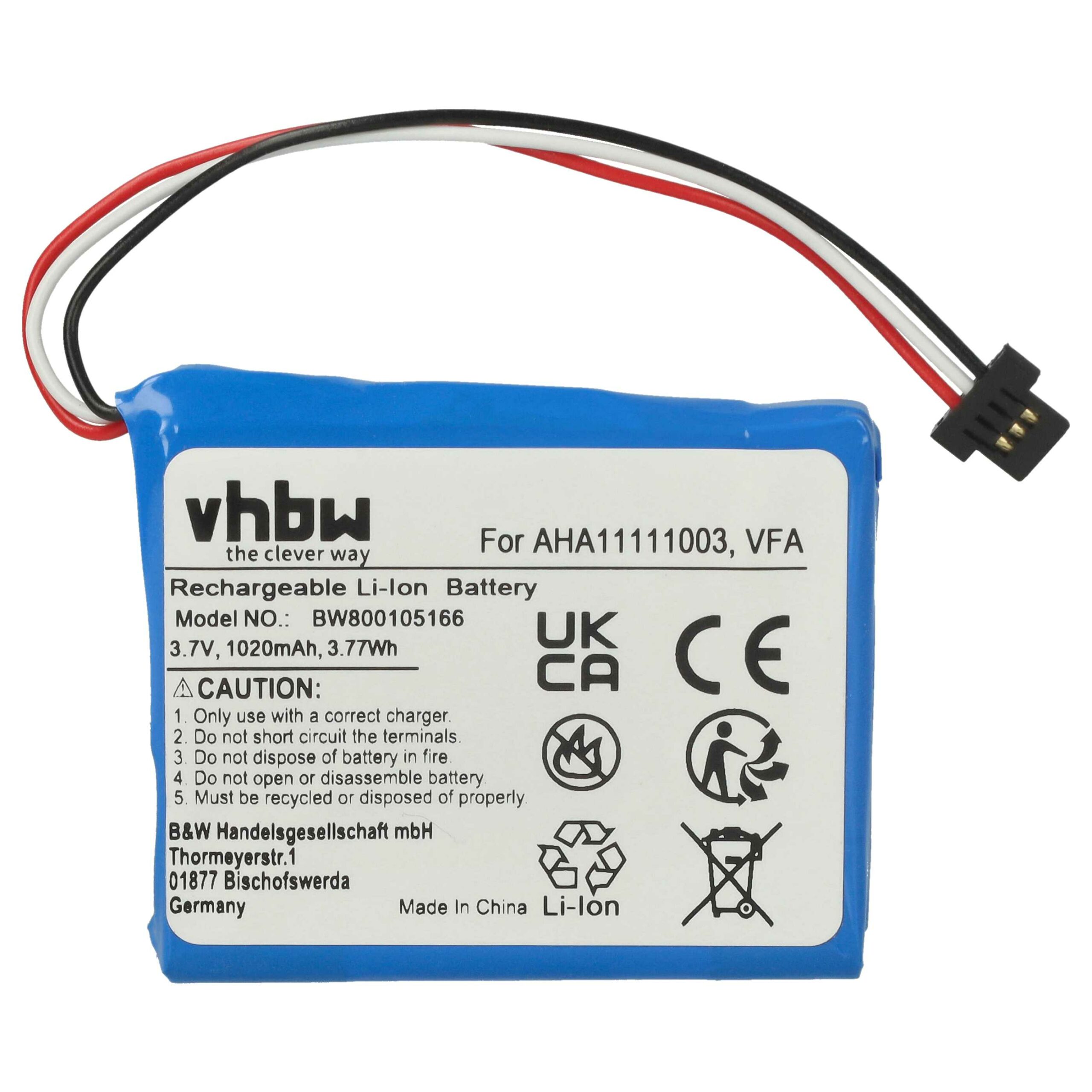 Bateria vhbw para TomTom GPS 1020mAh 3.7V - Substitui VFA, AHA11111003 - Image 3