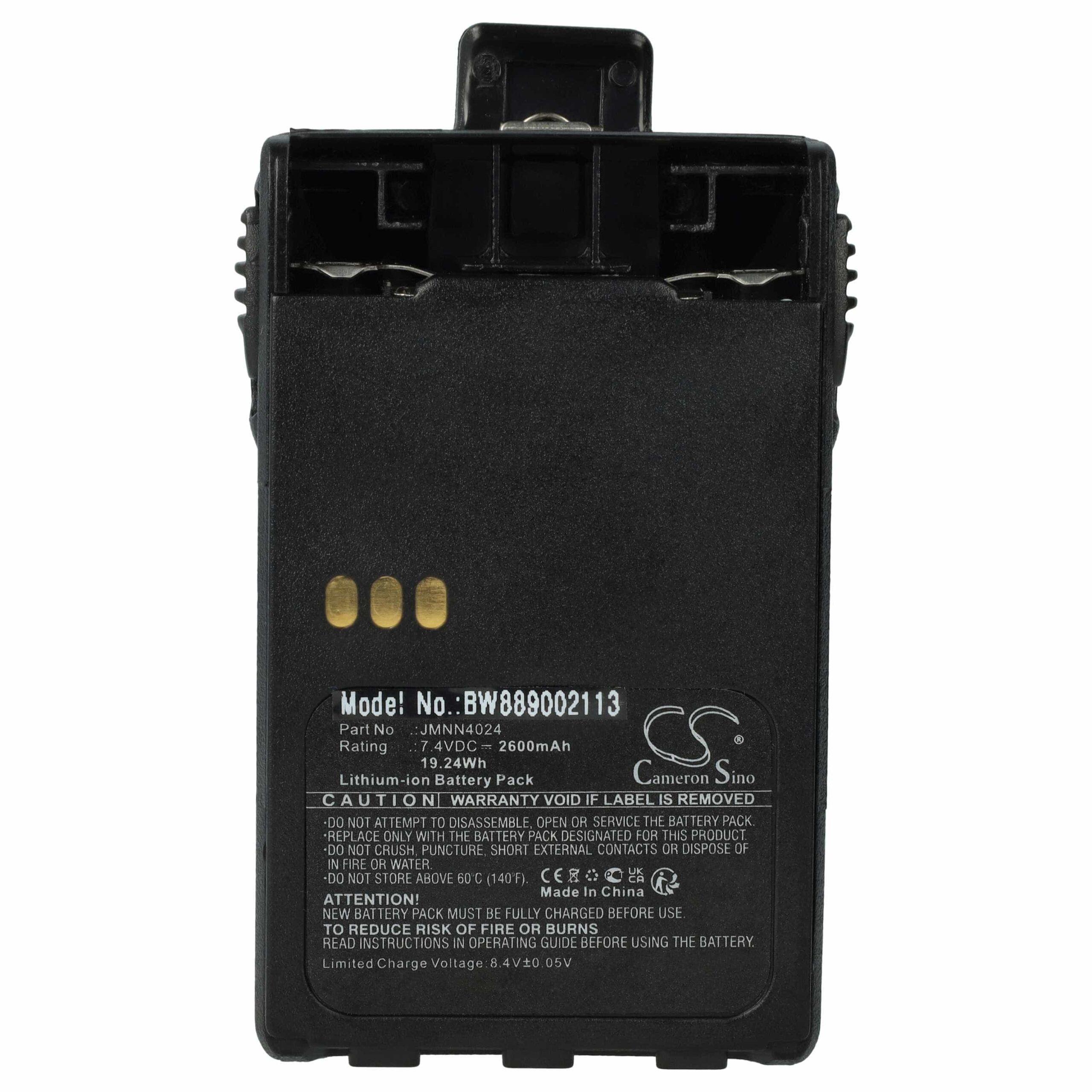 Bateria de Substituição para Rádios Motorola vhbw JMNN4024AR - 2600 mAh 7.2 V Li-Ion com Clipe de Cinto - Image 3