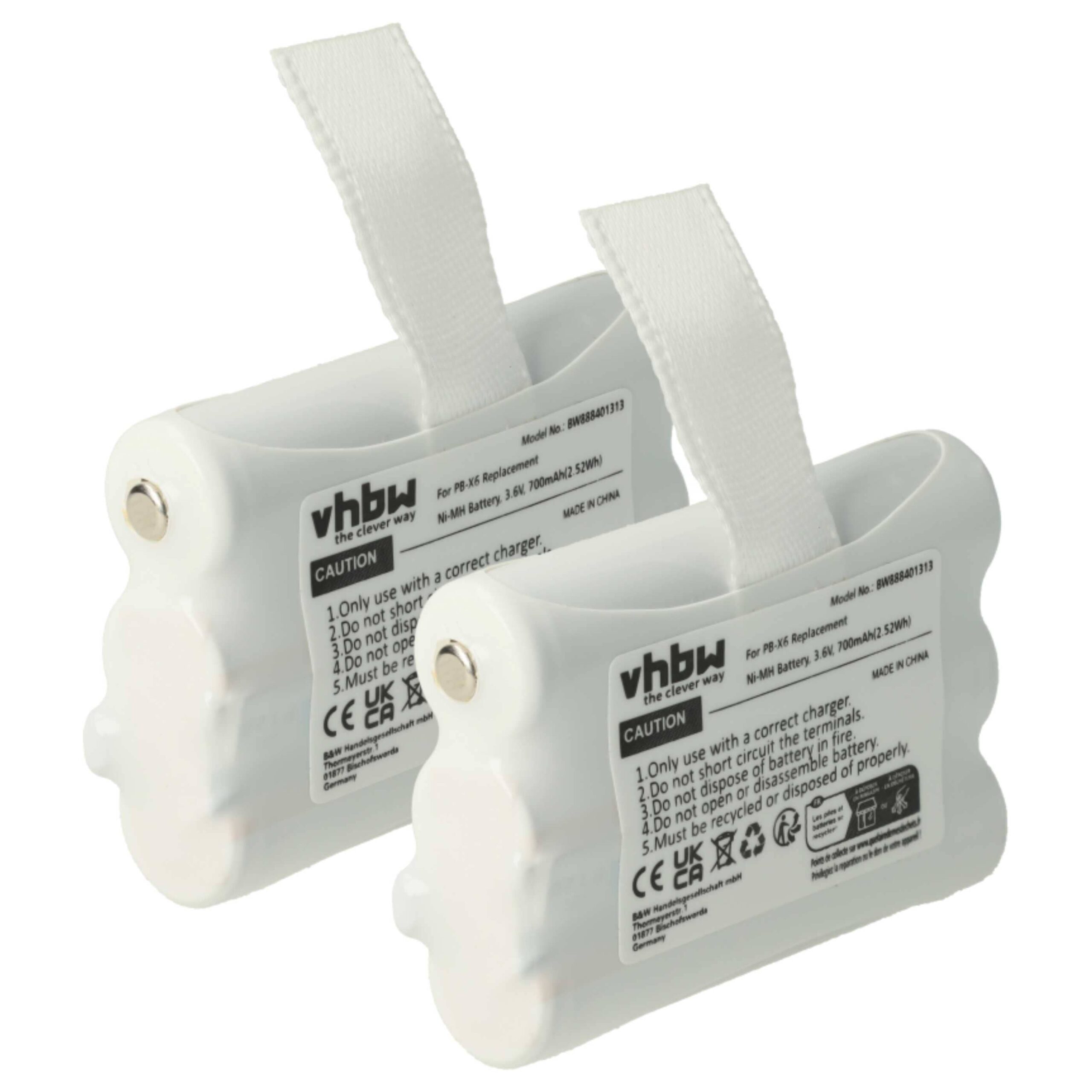 2x Bateria para Rádio Midland PB-X6 - 700 mAh 3.6 V NiMH vhbw