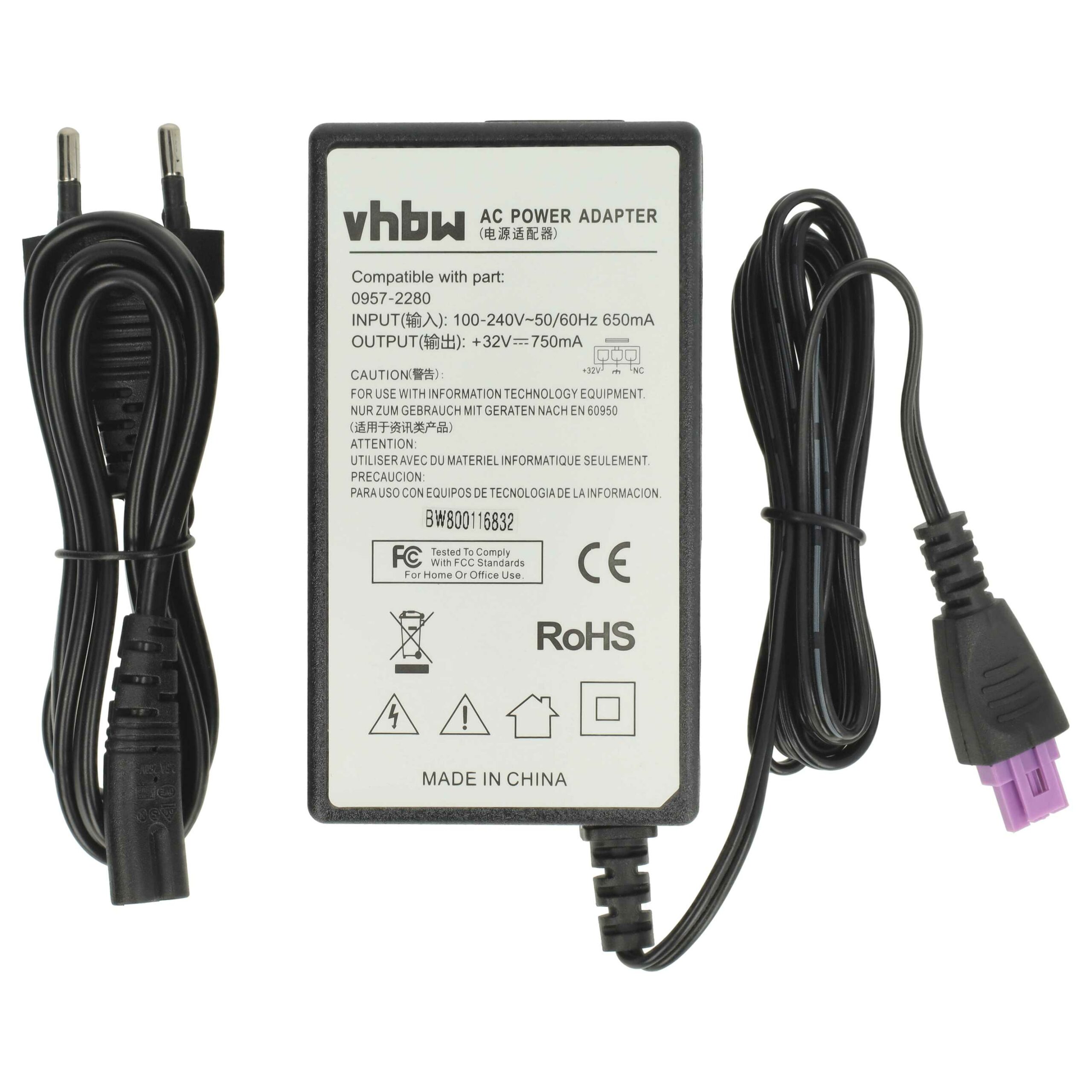 Adaptador de Alimentação CA vhbw para Impressoras HP - Substitui HP 0957-2280 - Image 3