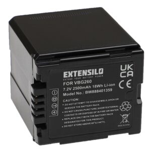 Bateria de substituição EXTENSILO para Panasonic VW-VBG260 - 2500 mAh 7.2 V Li-Ion
