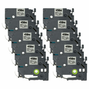 10x Fita de Etiquetas Compatível Brother TZ-211, TZE-211 - 6 mm Preto sobre Branco
