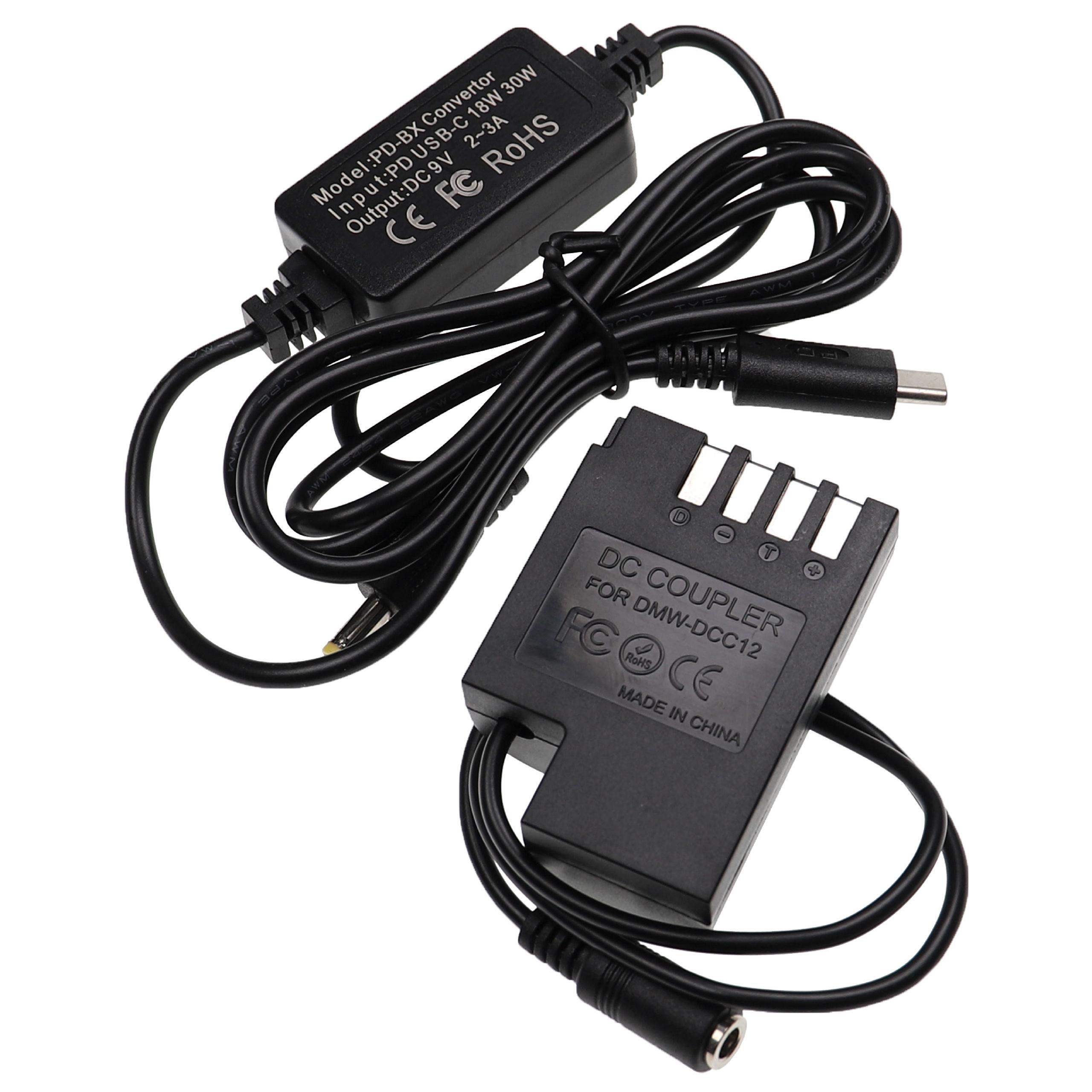 Adaptador de Alimentação USB substitui DMW-AC8EG DMW-AC8 para Câmaras Panasonic + Acoplador DC - 2 m
