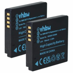 2x Bateria compatível Panasonic DMW-BCF10E, DMW-BCF10 - 1000mAh, 3.6V, Li-Ion vhbw