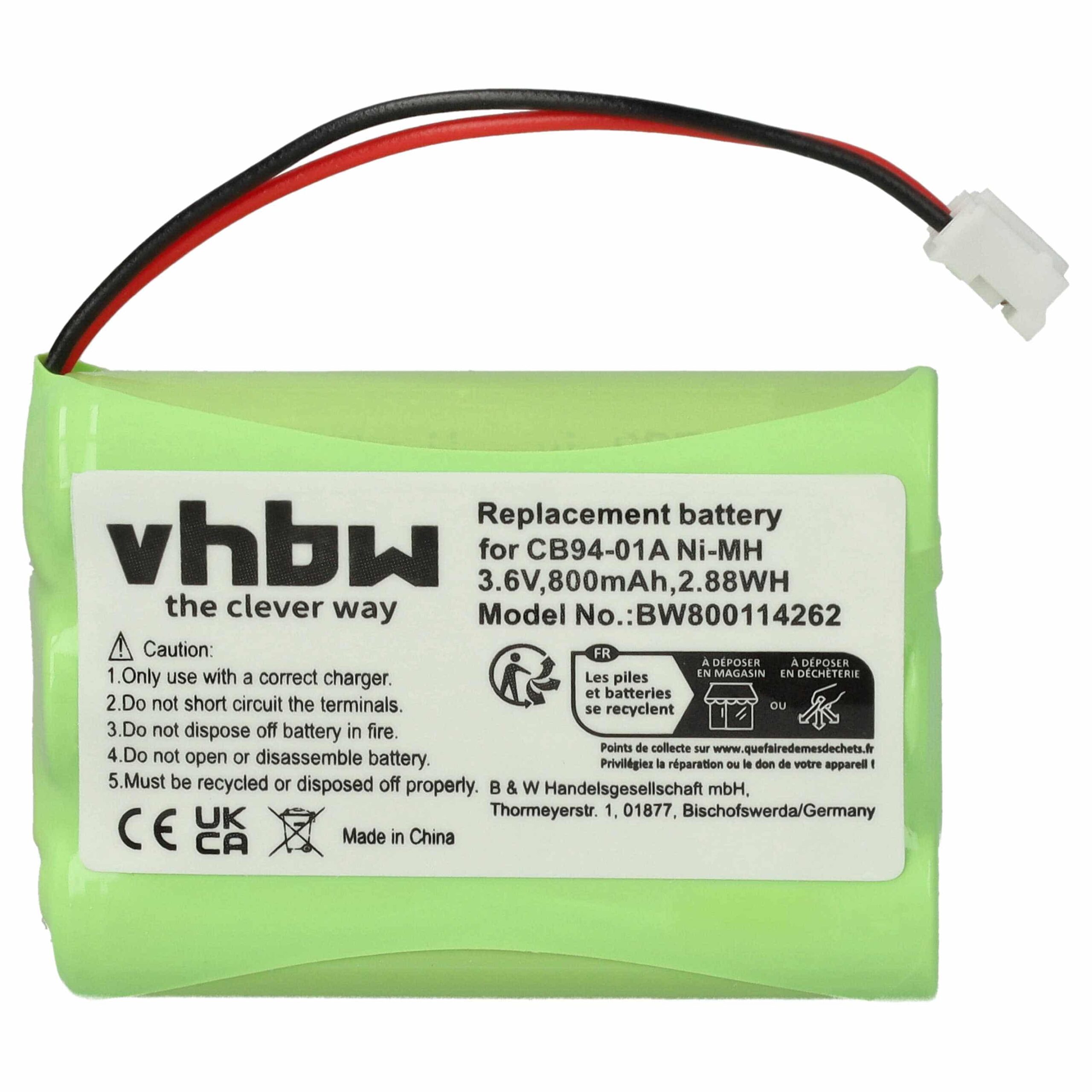 Bateria vhbw compatível com monitores de bebé Motorola, Oricom e Summer Infant - 800 mAh 3.6V NiMH - Image 3