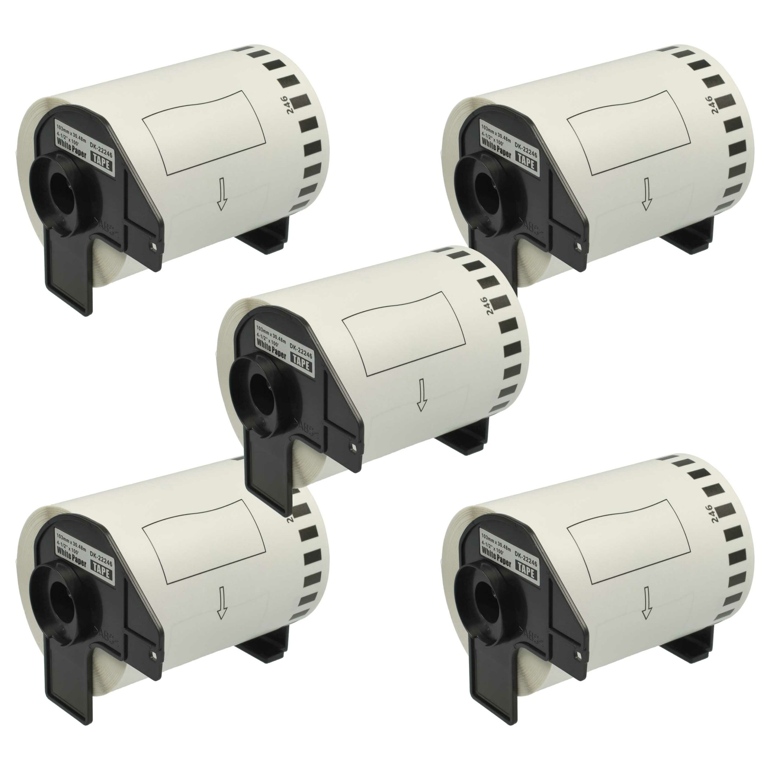 5x Rolo de Etiquetas Compatível com Brother DK-22246 - Auto-adesivo 103 mm x 30.48 m