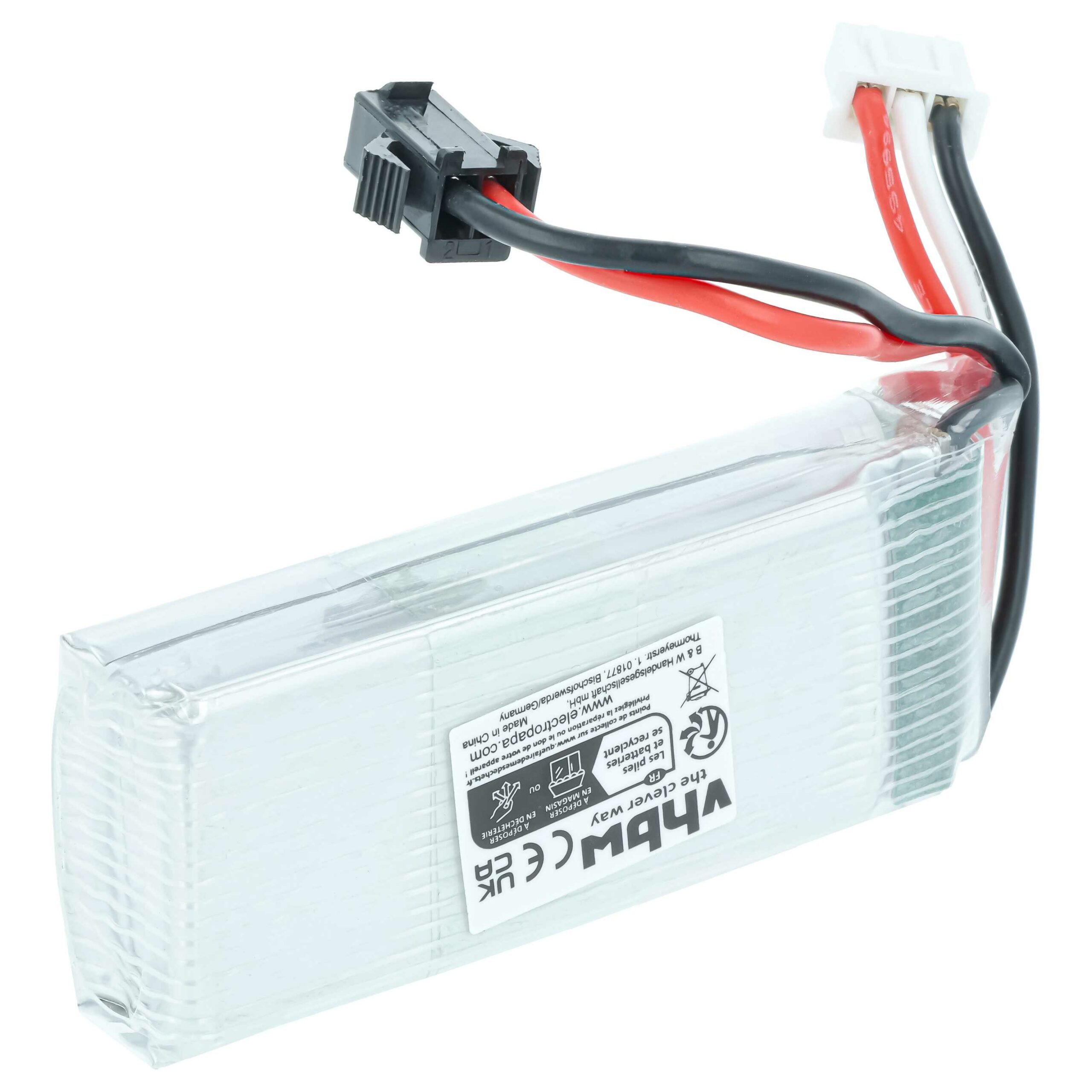 Bateria vhbw 850 mAh 7.4 V Li-polymer SM-2P para Modelos de Radiocontrolo - Image 2