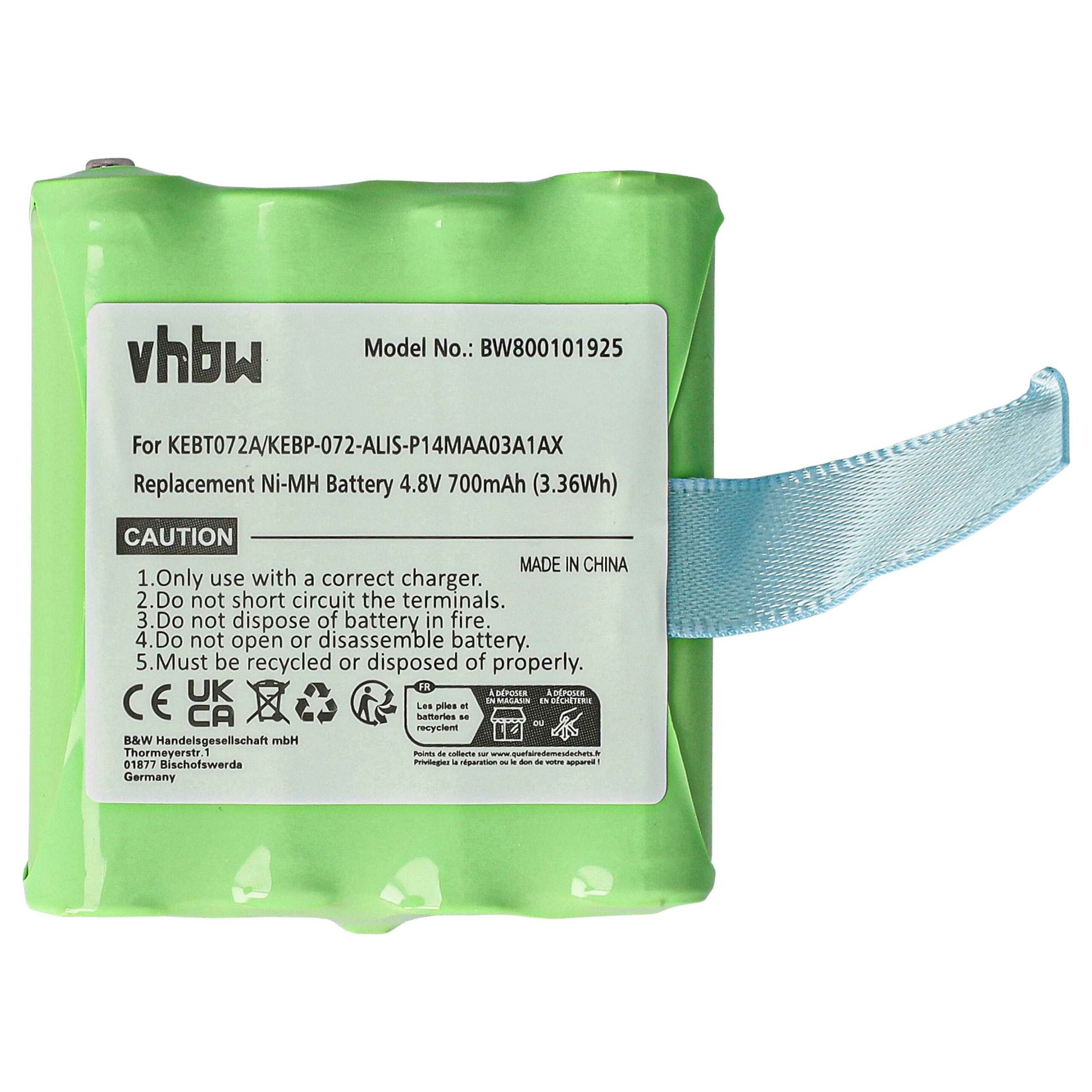 Bateria vhbw 700 mAh 4.8V NiMH para Midland KEBT072A, BATT4R - Pack 2x - Image 3