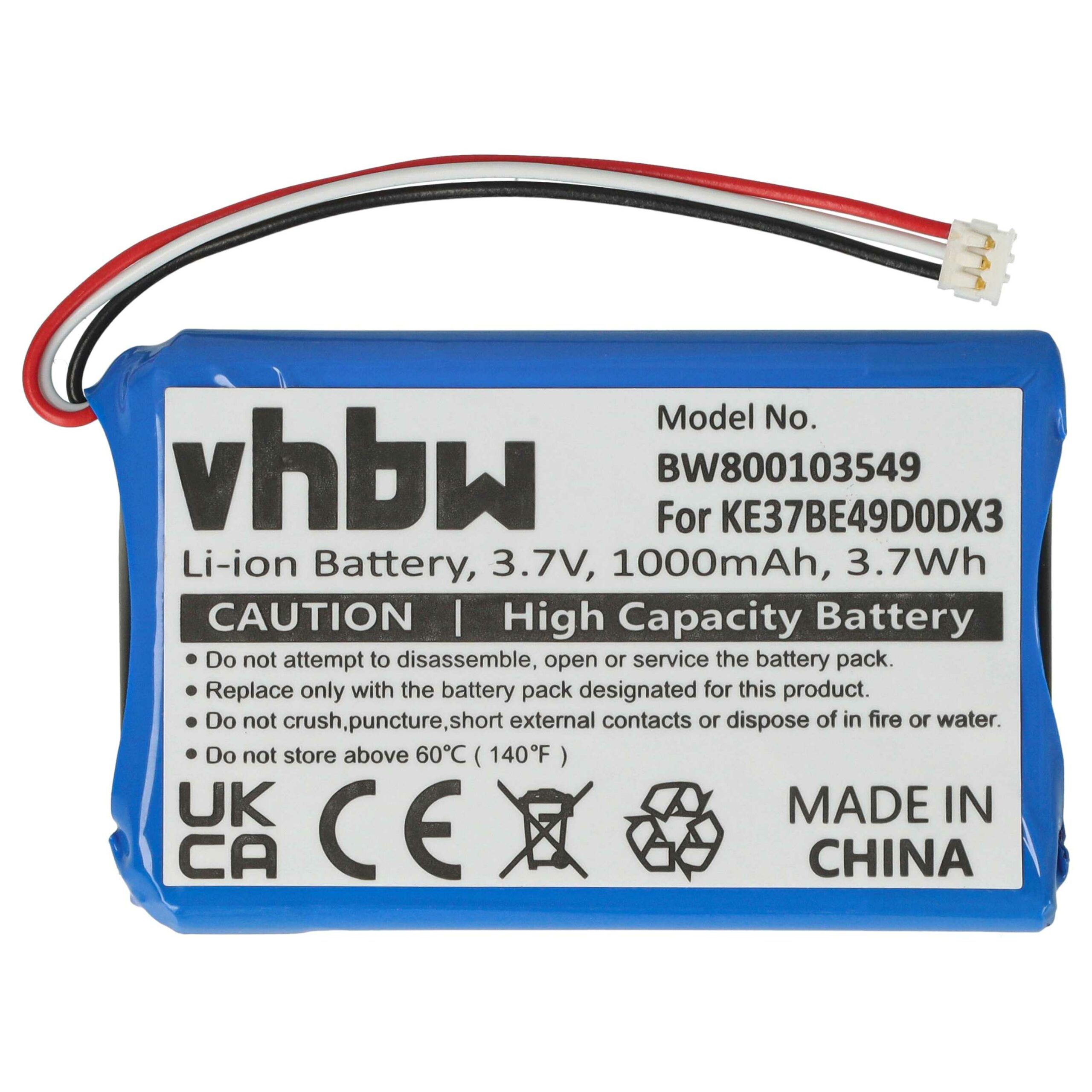 Bateria GPS compatível com Garmin AI32AI32FA14Y, KE37BE49D0DX3 - 1000mAh, 3.7V vhbw - Image 3
