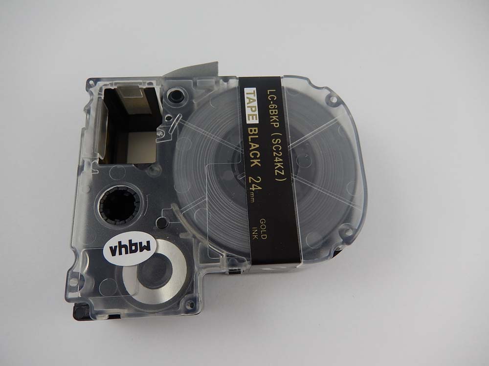 Fita de Etiquetas Compatível com Epson LC-6BKP - 24 mm Ouro sobre Preto