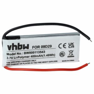 Bateria para Auriculares Wireless vhbw - Substitui 09D29, H452050, BAT00008 - 400 mAh 3.7 V Li-polymer