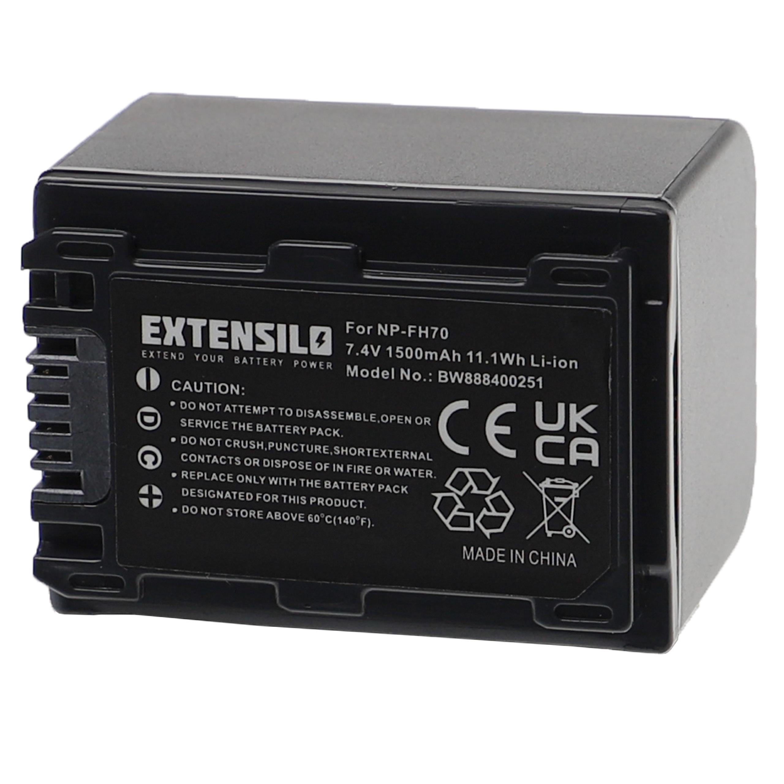 Bateria de substituição para Sony NP-FH70 - 1500mAh, 7.4V, Li-Ion EXTENSILO