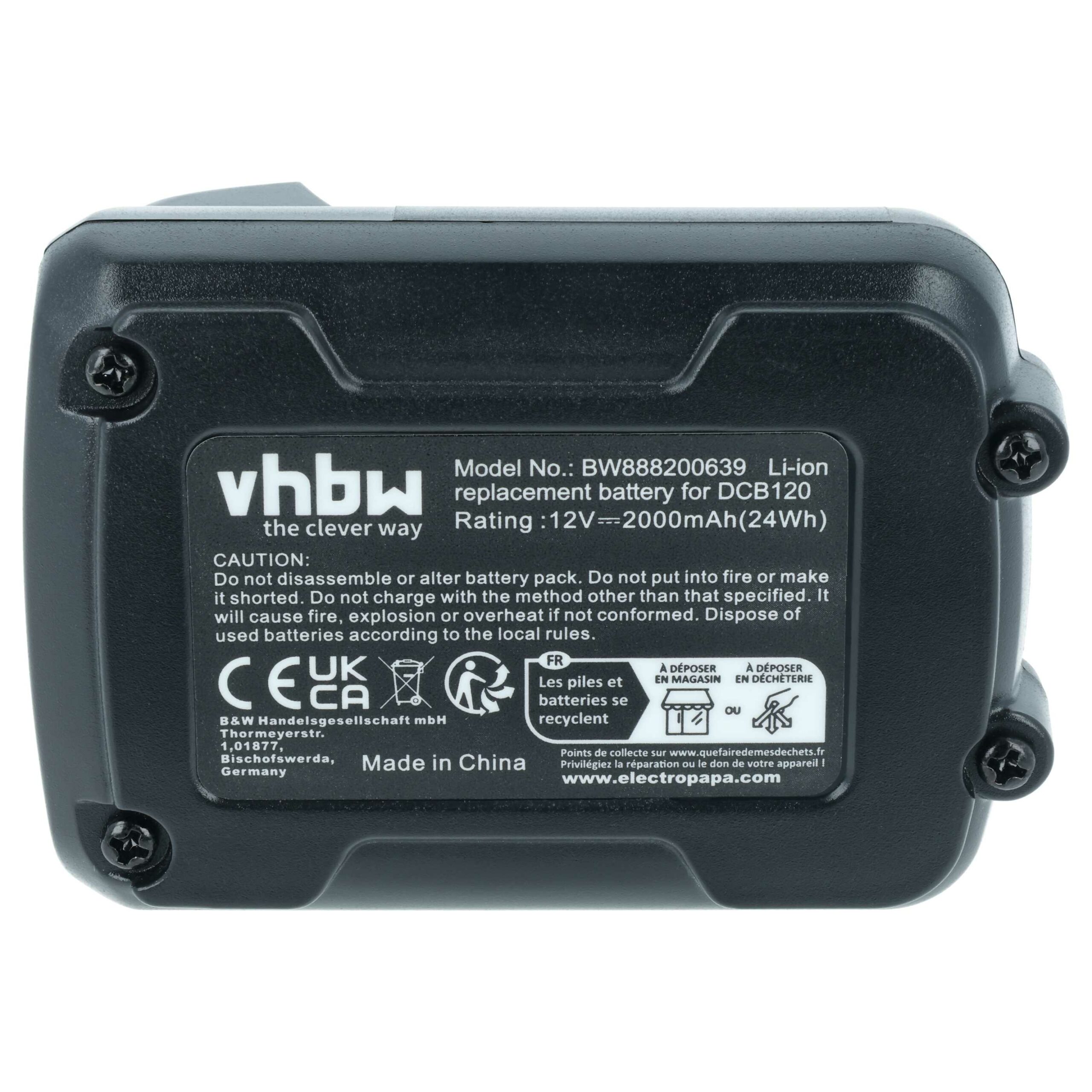 Bateria vhbw para Dewalt DCB127, DCB125, DCB123, DCB121, DCB120 - 12 V, 2000 mAh, Li-Ion - Image 3